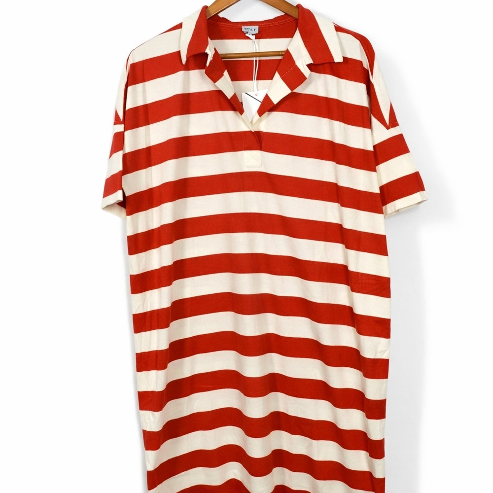 KULE Striped Polo Dress- Size M - Picture 2 of 3